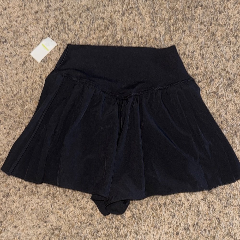 Aerie Offline Black High-Waisted Shorts - Side Ruffles with Built in Shorts